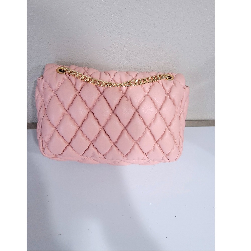 Aldo Womens Quilted Crossbody Bag Pink OS Gold Chain Star Charm Shoulder Purse - Picture 2 of 8